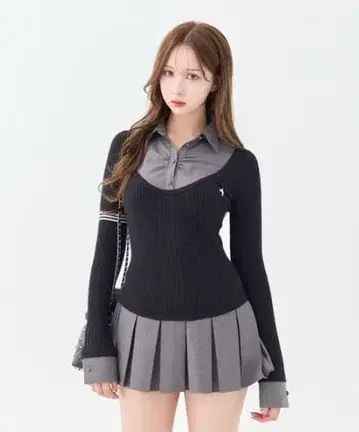 andwang Uniform Pleated Mini Onepiece