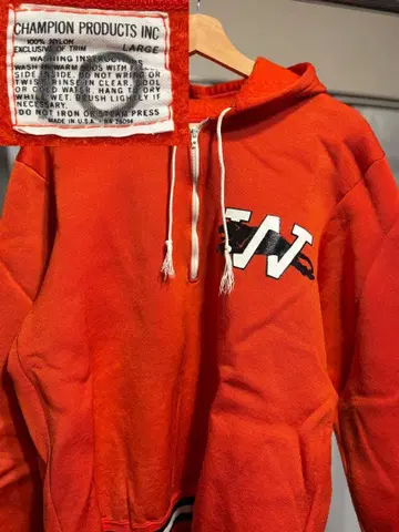 60s 챔피온 프로덕츠 타타키 빈티지 후드티 오렌지