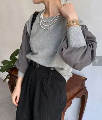 DOUDOU 긴팔 맨투맨 튤 그레이