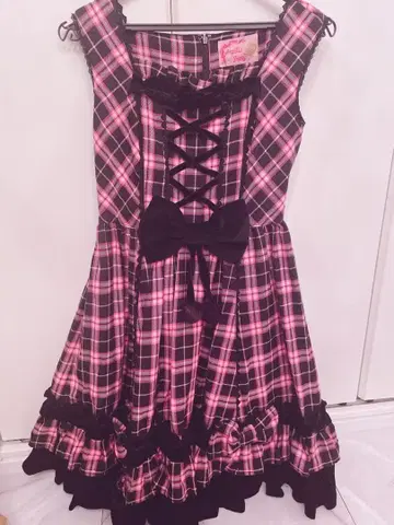 새상품급 Angelic Pretty 타탄 체크 점프 스커트