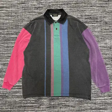 HOUSTON 휴스턴 멀티 컬러 긴팔 피케 셔츠 L