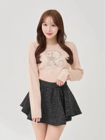 다리치 DR 비쥬 플라워 리브 니트탑 PNK 핑크