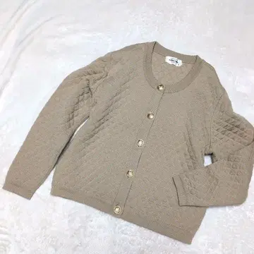 ALPHA CUBIC 퀼팅 니트 가디건 골드 버튼 일본제