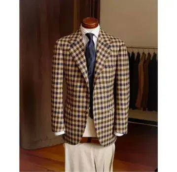 [ 새상품 ] 영국풍 체크 무늬 수트 셋업 자켓 팬츠 브라운