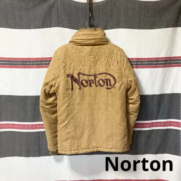 [ 하자품 ] Norton 볼륨 넥 폴리 스웨이드 자수 재킷 L 브라운