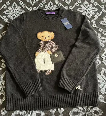 폴로베어 코튼 스웨터 폴로 랄프로렌 실크 블랙 자수 M