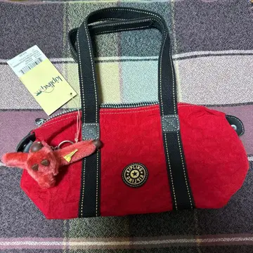 미사용 새상품 Kipling 레드 핸드백 오랑우탄 포함