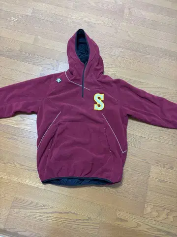 플리스 후드티 버건디