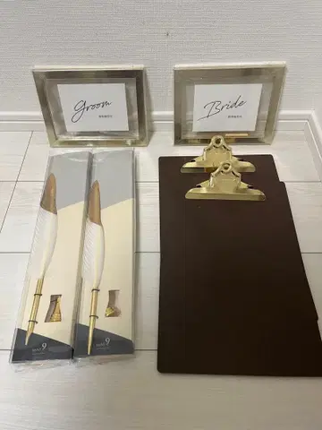 웨딩 결혼식 접수 보드 & 깃털펜 세트 방명록 방명첩 접수장