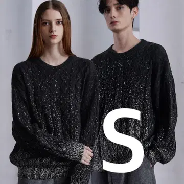 [ CLEL ] 호일 프린트 케이블 크루넥 니트