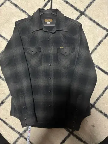 IRON HEART 블랙 체크 무늬 셔츠 M