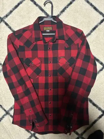 IRON HEART 플란넬 셔츠 M 사이즈 레드/블랙 체크