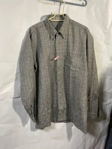 그레이 체크 무늬 긴팔 셔츠 버튼 다운