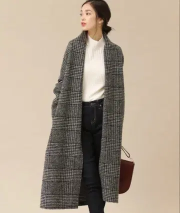 그레디 브릴리언트 에어리 체크 롱 가운 코트