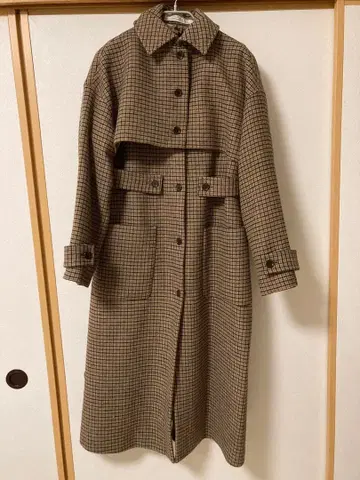 지유 로크 GU rokh 롱 코트 3way 체크 브라운