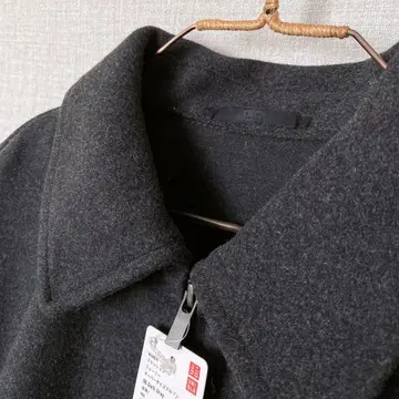 블랙 울 카라 부착 피케 셔츠