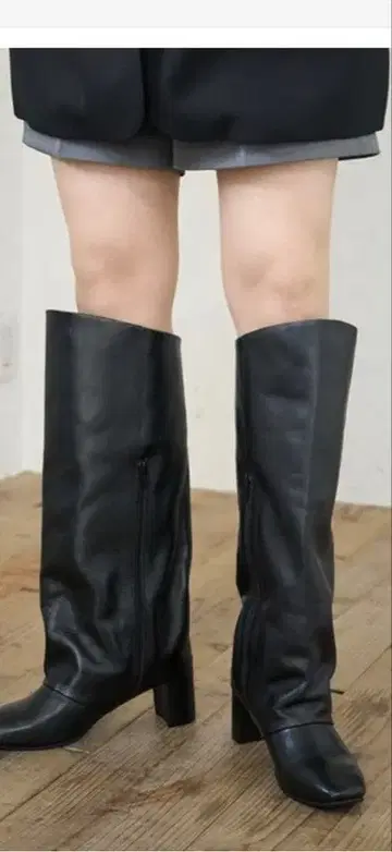 ALPHA CUBIC 리얼 가죽 통 오버 사이즈 롱 부츠