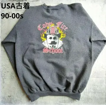 초레어 USA 구제 의류 90s 소방관 백 프린트 맨투맨 빈티지