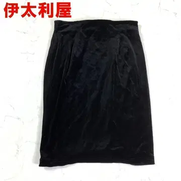 A1147 이타리야 미디 스커트 벨로아 안감 있음 슬릿 블랙 13