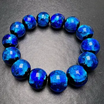 축광 반딧불이 유리 16mm 팔찌 짙은 블루 잠자리 구슬