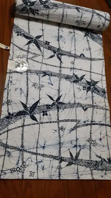 옷감 4점 유카타 원단 도쿄 유카타 잎 패턴 장기 보관 미사용품