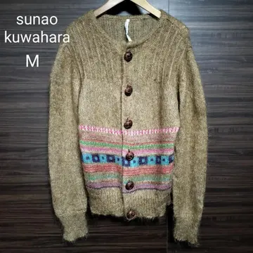 스나오 쿠와하라 싸개 단추 모헤어 니트 가디건 M
