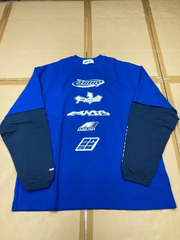 앰부쉬 프린트 롱 T셔츠 sizeXS 오버사이즈 블루 미사용