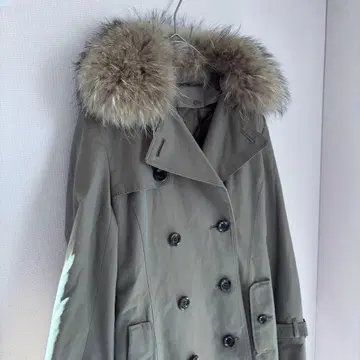 새상품급 ANAYI 퍼 장식 더블 브레스트 트렌치코트 S