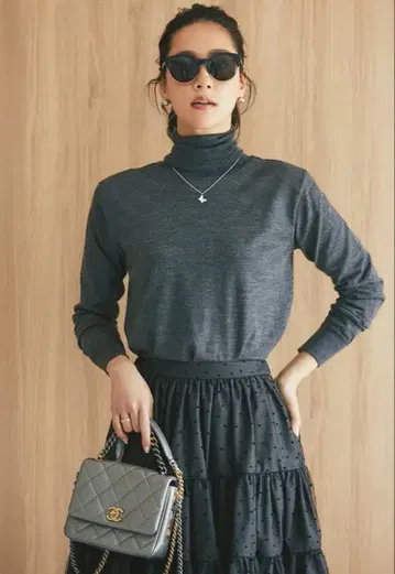 seventen 세븐텐 숄더 패드 터틀 니트 차콜 그레이