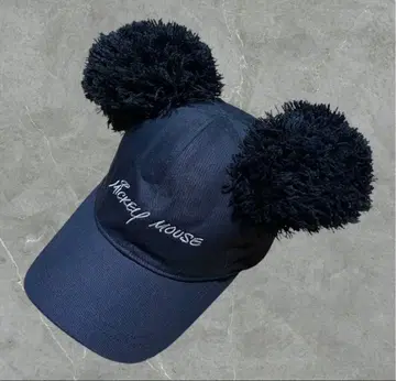 도쿄 디즈니 리조트 미키마우스 블랙 폼폼 포함 캡 한정판