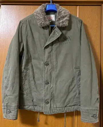 AVIREX USA N-1 밀리터리 자켓 USN 퀼팅 카키