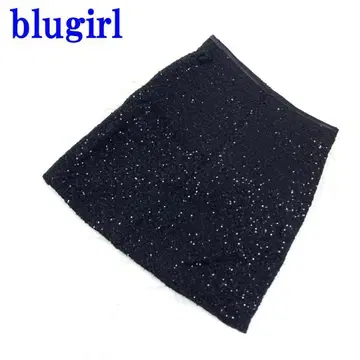 블루걸 미디 스커트 울 스팽글 블랙 36 C2020