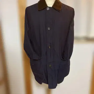 네이비 코듀로이 옷깃 롱 자켓