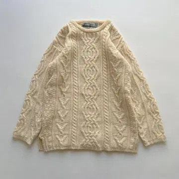 아란 크라프트 아란 니트 케이블 스웨터 크림 M 아일랜드제