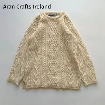 아란 크라프트 아란 니트 케이블 스웨터 크림 M 아일랜드제