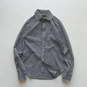 새상품급 랄프 로렌 스트라이프 셔츠 블랙 화이트 사이즈 7