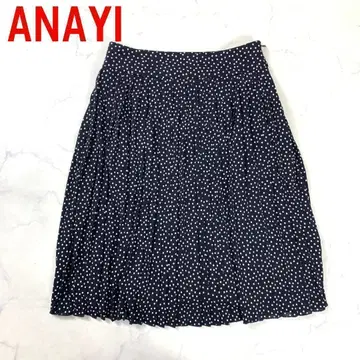 A440 아나이 미디 스커트 플리츠 도트 블랙 화이트 36