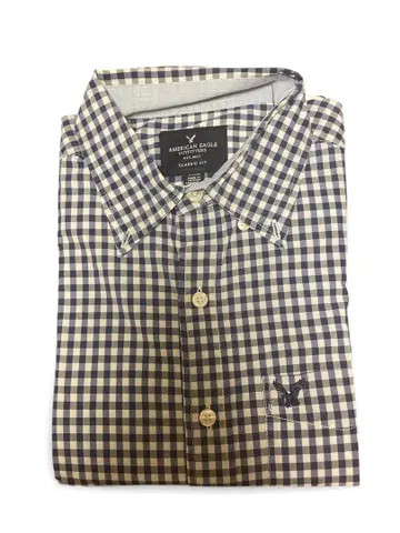 AMERICAN EAGLE 파랑 체크 무늬 셔츠