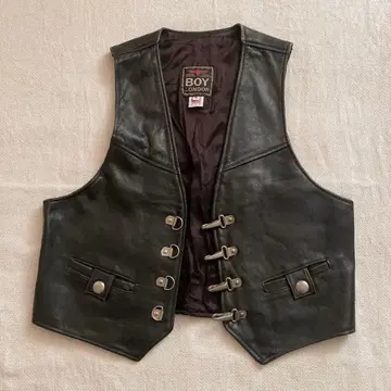 빈티지 80년대 보이 런던 레더 베스트