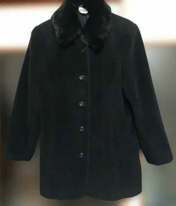 울 코트 M 블랙 퍼