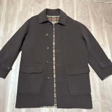 남성용 리버서블 코트 (브라운 & 체크) M