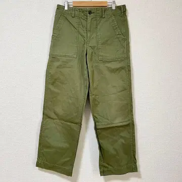 Spick & Span 루즈 베이커 팬츠 카키 코튼 100%