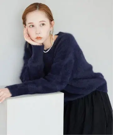 SLOBE IENA 폭스 캐시미어 풀오버 네이비