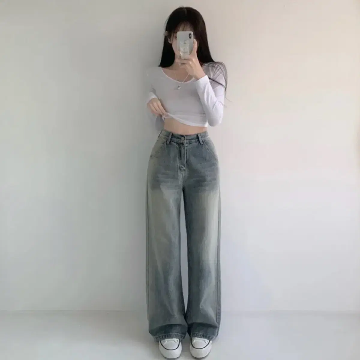 Ablly Washing Wide Denim Pants