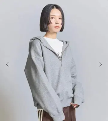 BEAUTY&YOUTH 허브 지퍼 니트 후디 그레이