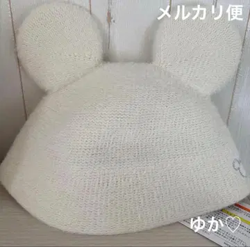 [ 가격 인하 중 ] 디즈니 귀 모양 니트 소재 햇 화이트