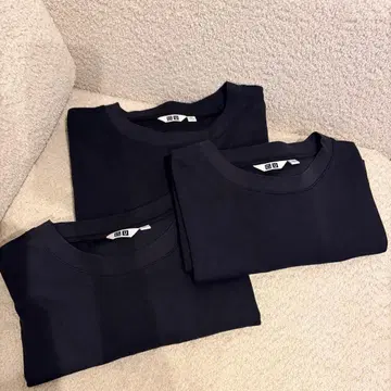 UNIQLO 에어리즘 코튼 오버사이즈 T셔츠 블랙 XXL 3세트