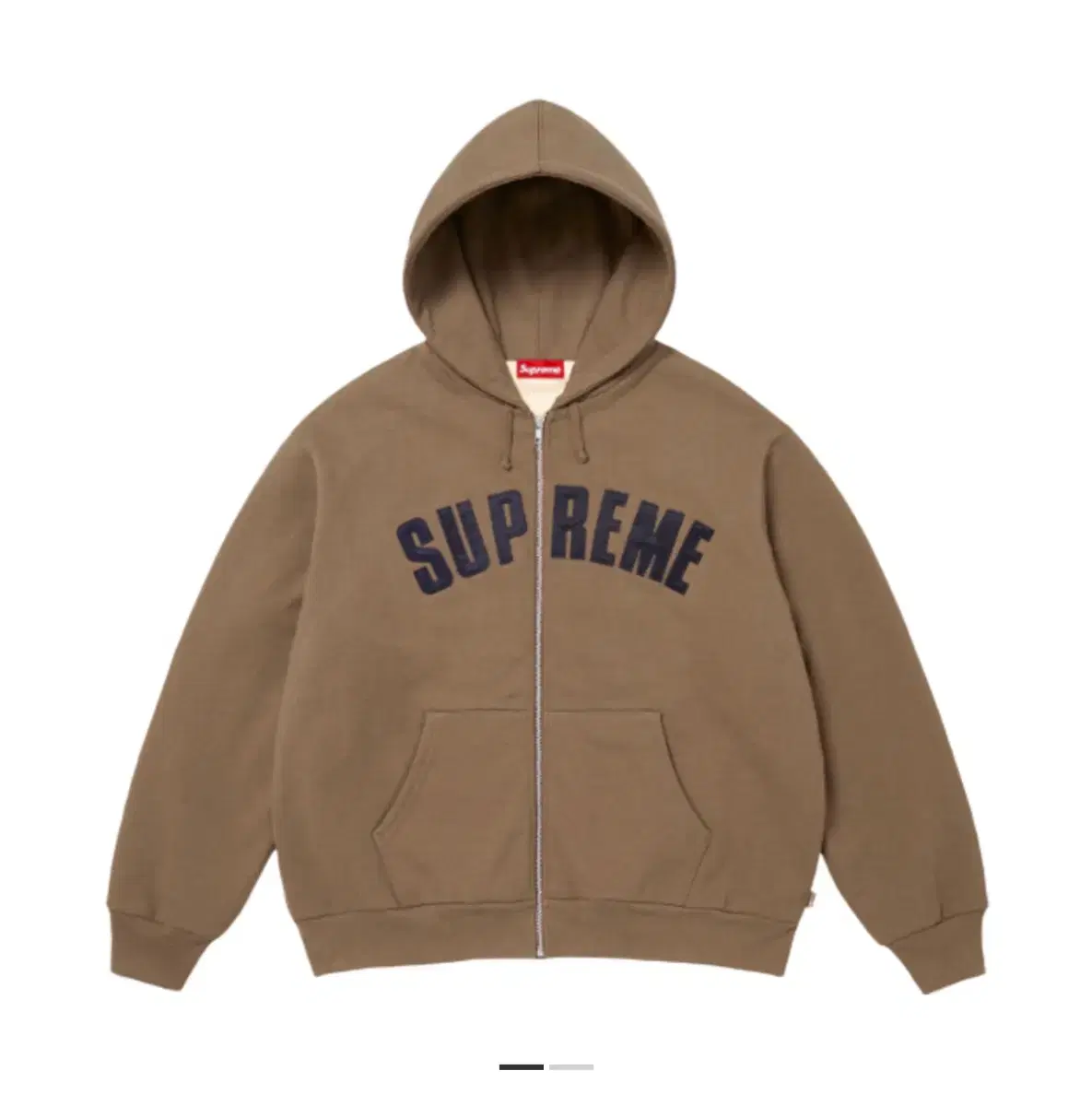 (L) Supreme Arc Thermal Lined Zip Up Hoodie Sweatshirt Dusty Brown