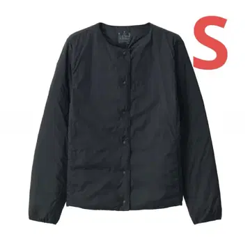 새상품 무인양품 경량 다운 포켓터블 노카라 자켓 블랙 S사이즈