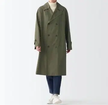 제조 중지 무인양품 발수 트렌치코트 남녀 공용 L-XL 그레이쉬 브라운